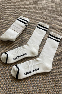 Le Bon Shoppe extended boyfriend socks classic white | Pipe and Row