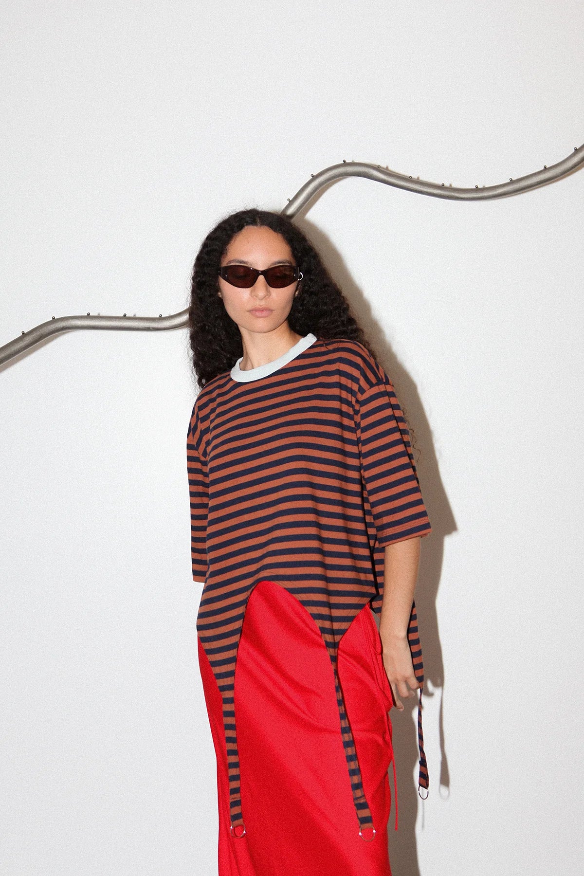 KkCo Garter tee shirt in rust and navy stripe t-shirt | PIPE AND ROW