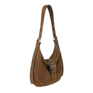 Osoi mid hobo Broucle oversized handbag chestnut brown nubuck leather | Pipe and Row