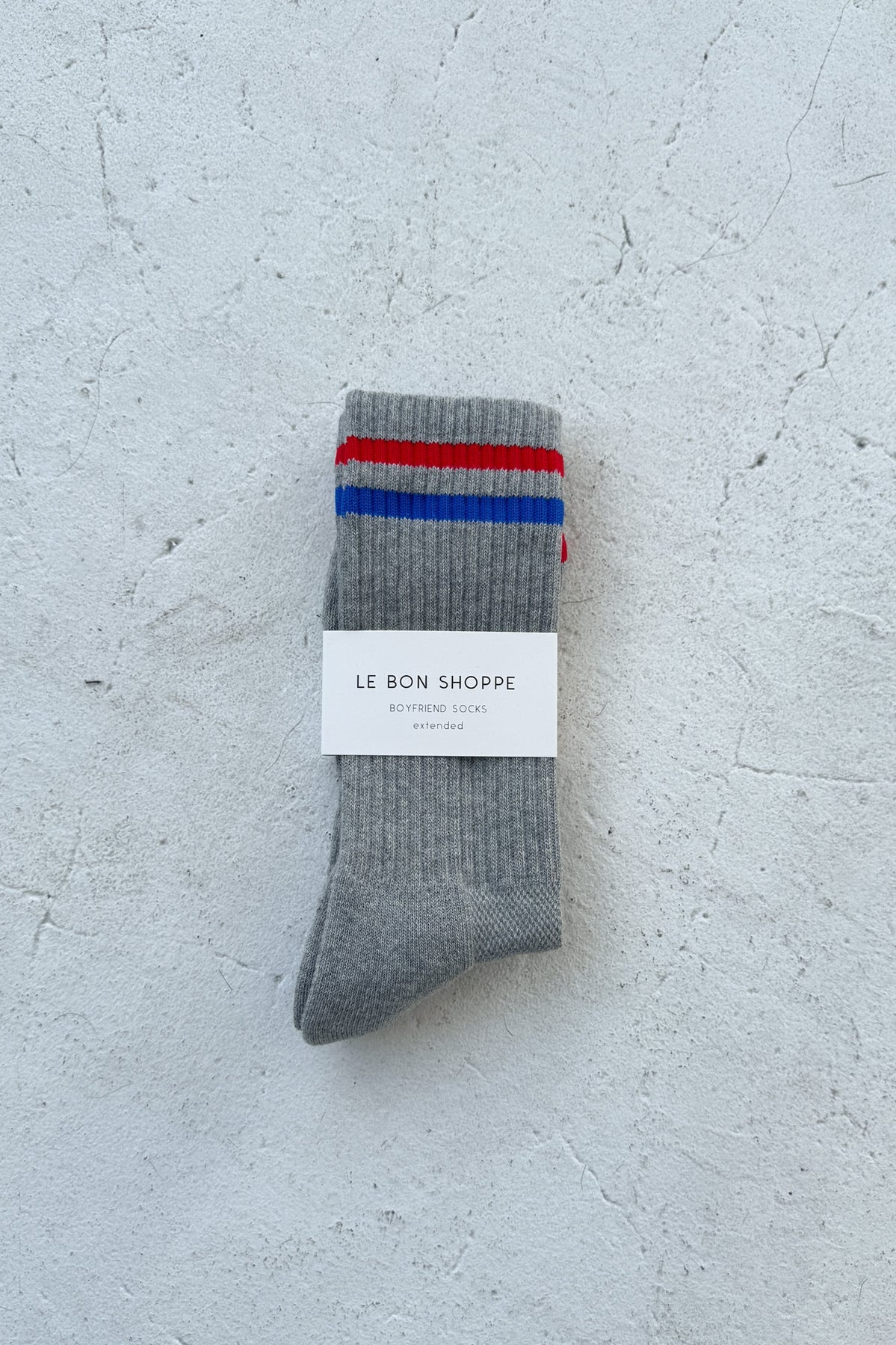 Le Bon Shoppe extended boyfriend socks light grey green stripes PIPE AND ROW