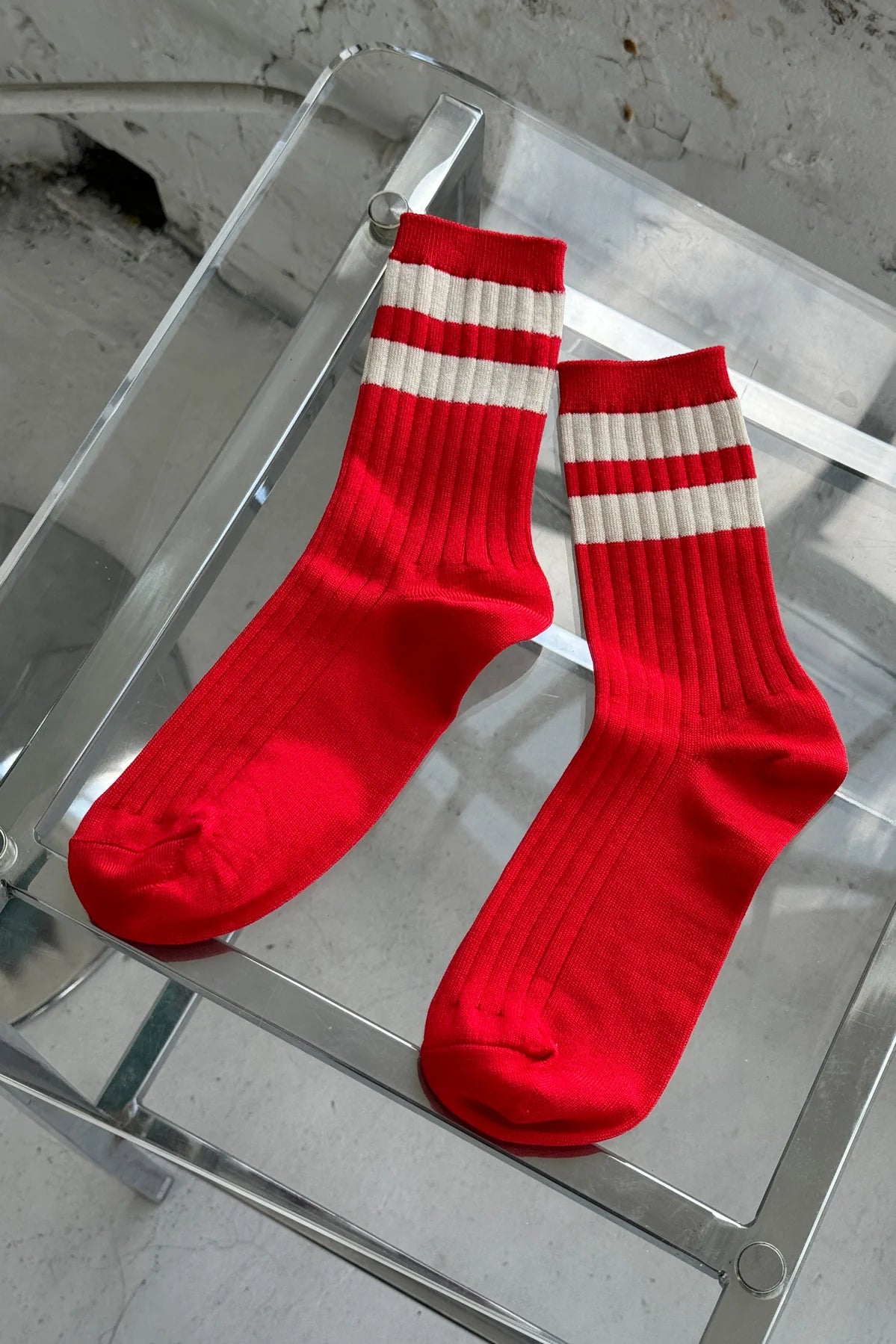 Le Bon Shoppe her varsity socks Desire red white stripes PIPE AND ROW