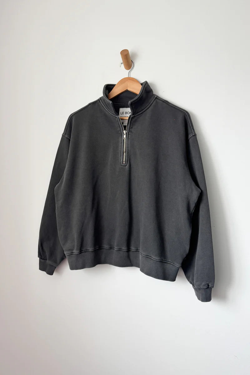Le Bon Shoppe Noah half zip sweatshirt coal french terry | Pipe 