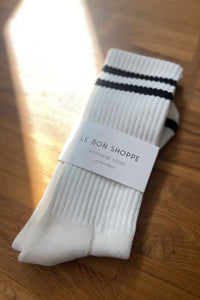 Le Bon Shoppe extended boyfriend socks classic white | Pipe and Row