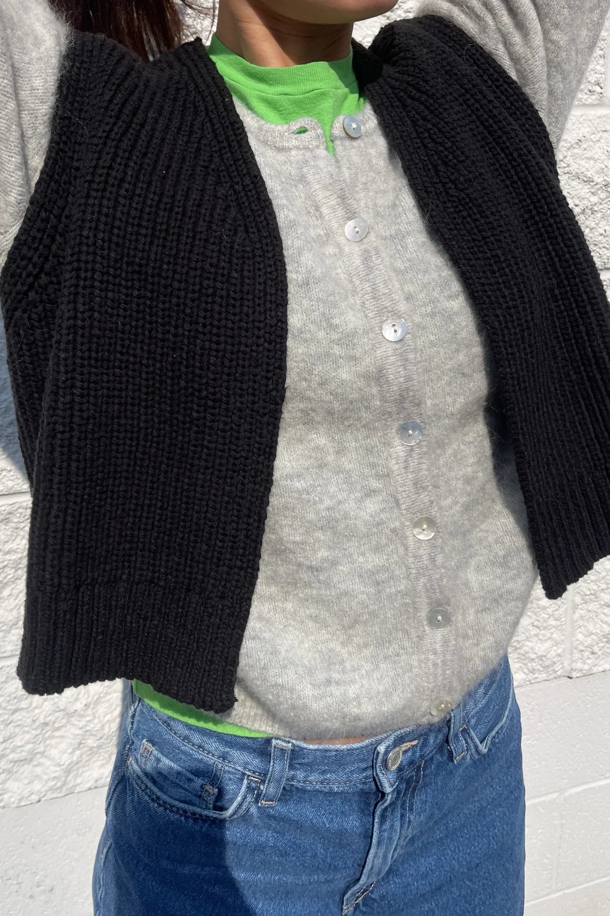Le Bon Shoppe Granny cotton sweater vest black cream | Pipe and Row