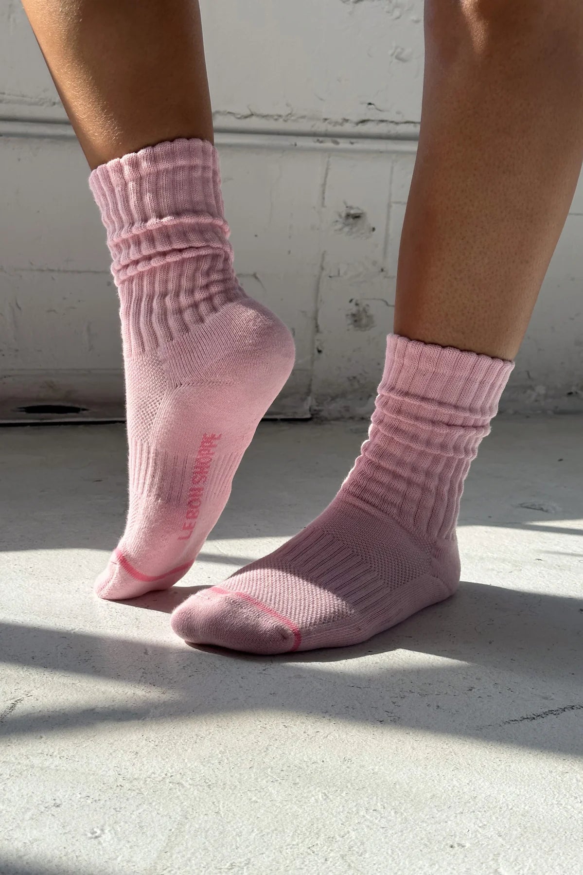 Le Bon Shoppe thick rib bubbly texture Ballet socks ballet pink PIPE AND ROW