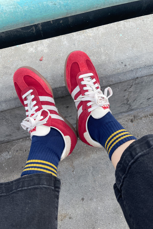 Le Bon Shoppe Girlfriend Socks Navy Yellow Stripes| Pipe and Row Boutique