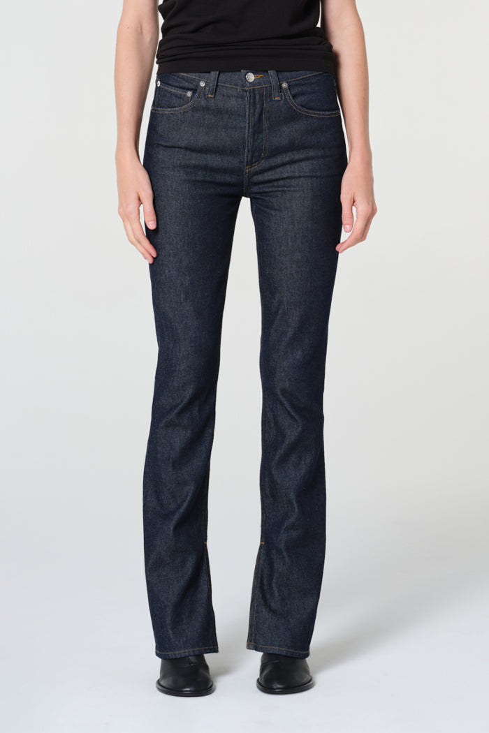 Agolde Ingram Split Skinny jean high-rise dark deep rinsed indigo denim | Pipe and row