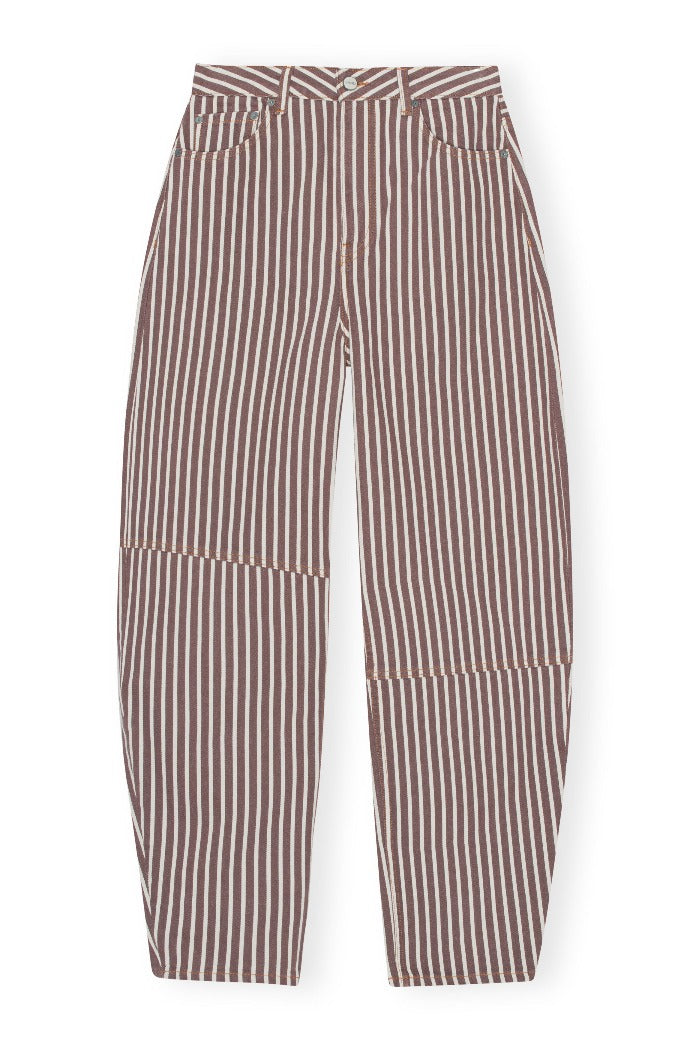 Ganni denim stary jeans rocky road brown cream stripe | Pipe and Row