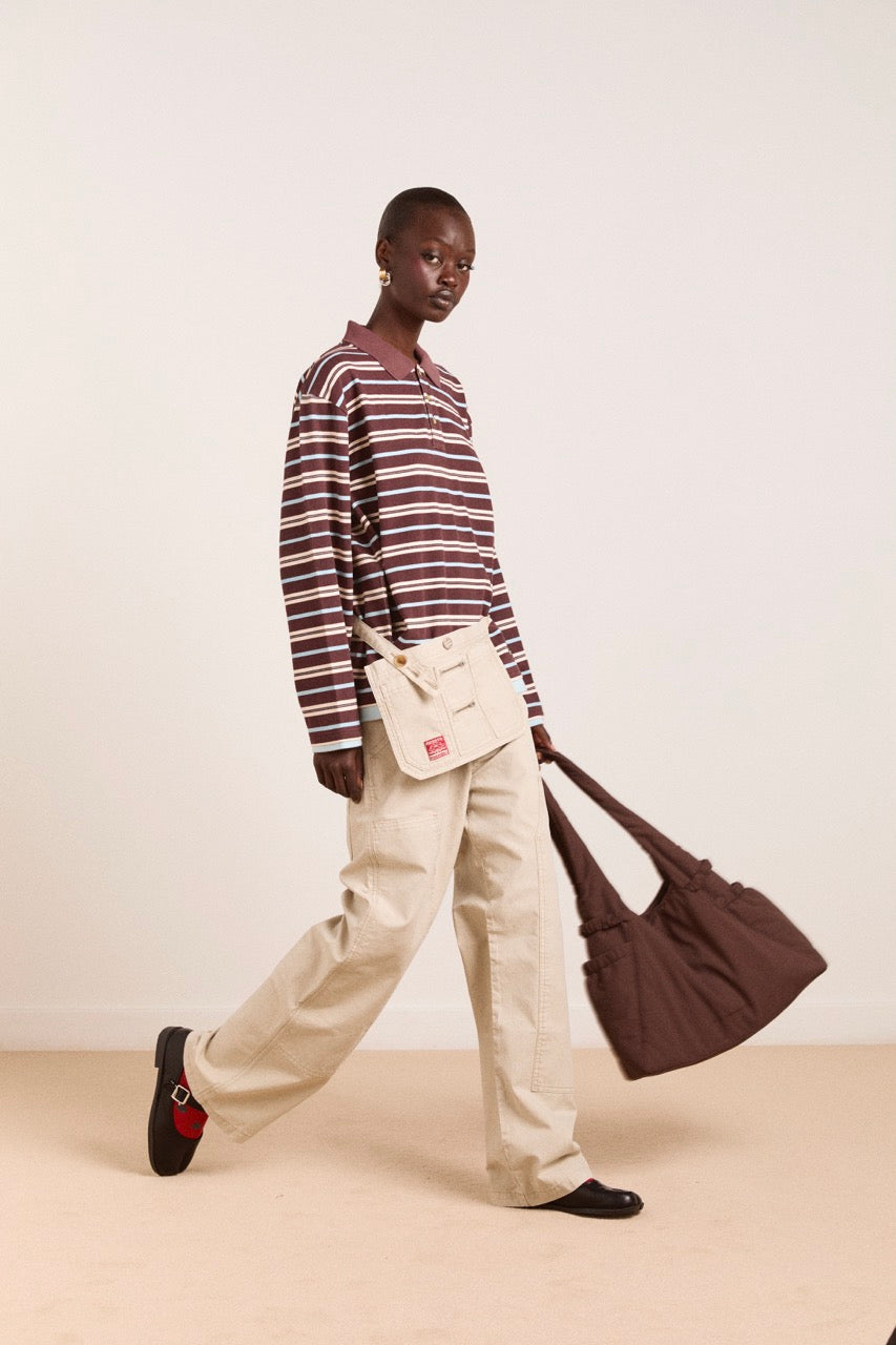 NOAH CINCH LAYERED RUGBY - CHOC STRIPE