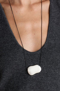 Heaven Mayhem Julia necklace long silver bead black cord | Pipe and Row