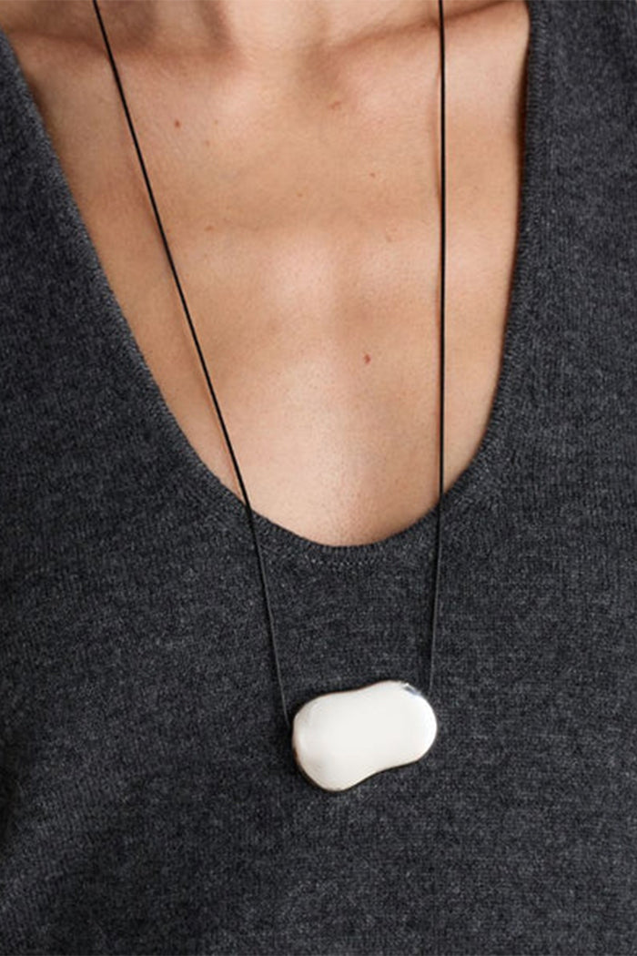 Heaven Mayhem Julia necklace long silver bead black cord | Pipe and Row