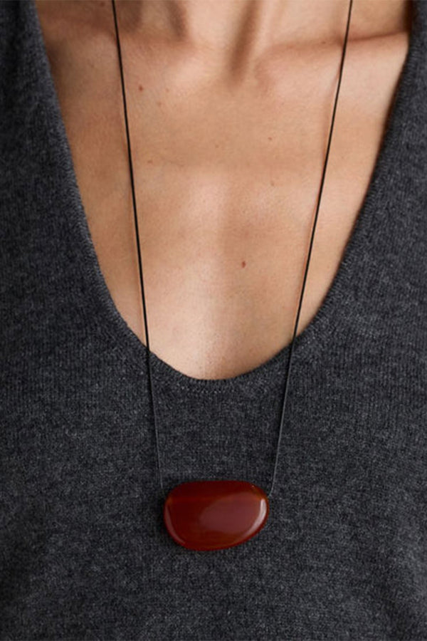 Heaven Mayhem Julia necklace long red stone black cord | Pipe and