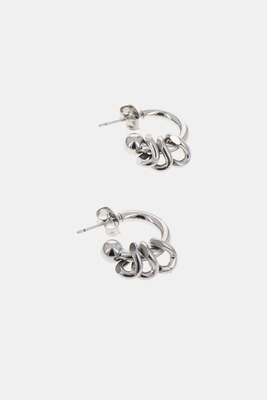 Justine Clenquet Alena hoops earrings silver three link chain PIPE AND ROW