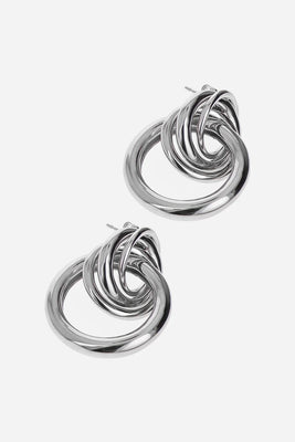 Justine Clenquet Cara XL multi big hoop earrings silver | Pipe and Row