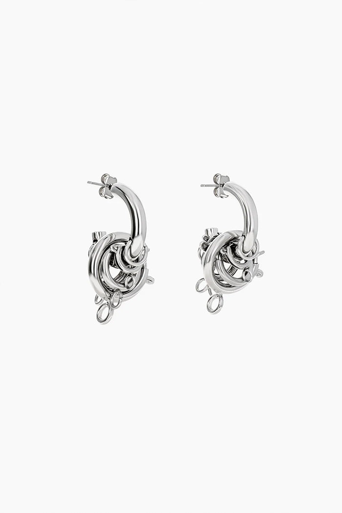 Justine Clenquet Jay silver layered hoops earrings | Pipe and Row Seattle