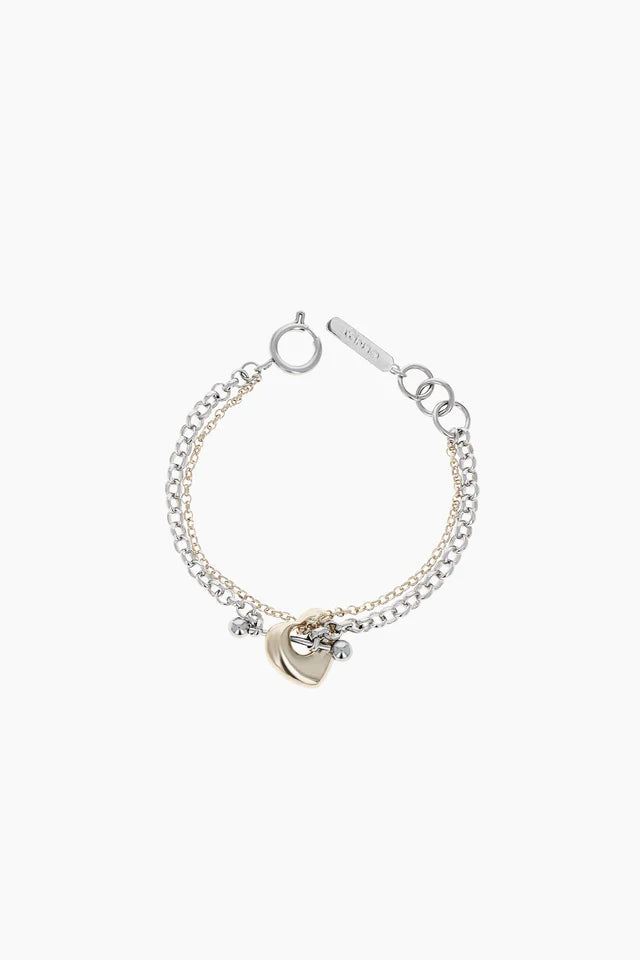 Justine Clenquet Liu friendship bracelet layered silver-tone pale gold | Pipe and Row