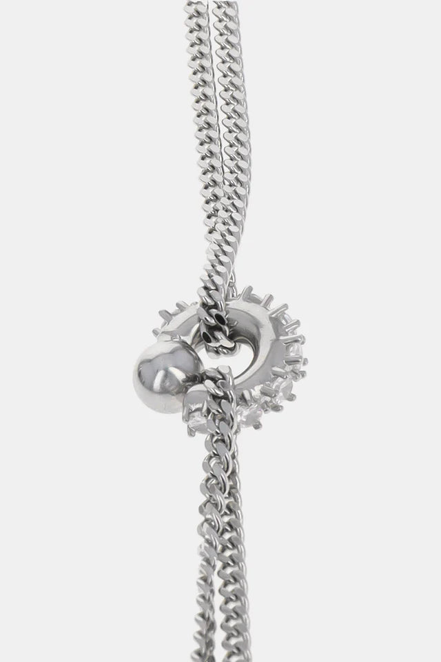 Justine Clenquet Moira silver-tone thin link chain crystal pendant necklace | pipe and row Seattle