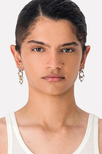 Justine Clenquet Pam mismatched earrings mixed gold silver palladium | Pipe and Row