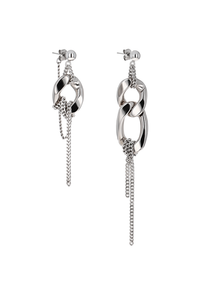 Justine Clenquet asymmetrical Betty oversized linked earrings dangling chain silver PIPE AND ROW Seattle