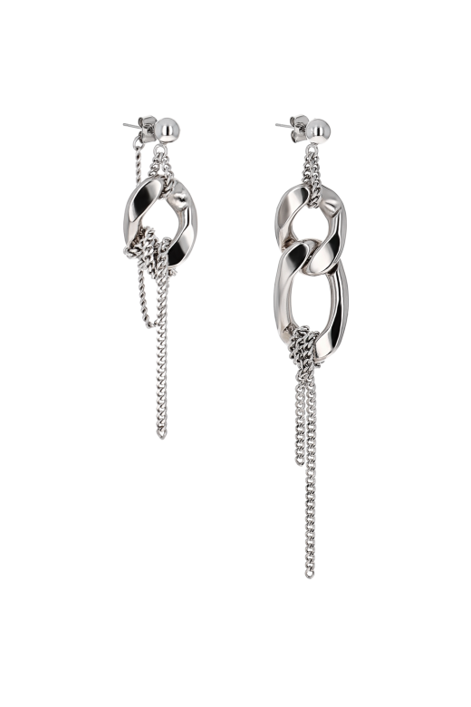 Justine Clenquet asymmetrical Betty oversized linked earrings dangling chain silver PIPE AND ROW Seattle