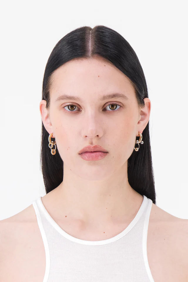 Justine Clenquet pair of pale gold silver-tone Faith earrings | Pipe and Row