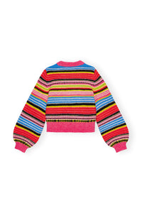 Ganni colorful soft wool stripe o-neck crew sweater | Pipe and Row Seattle