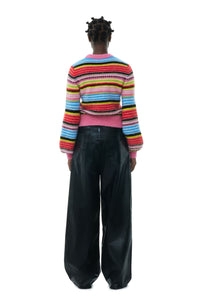 Ganni colorful soft wool stripe o-neck crew sweater | Pipe and Row Seattle