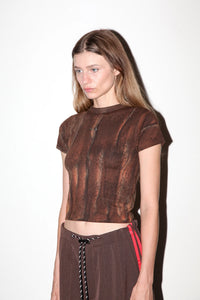 KkCo baby tee t-shirt mineral dye mud brown eyelet barbell piercing | Pipe and Row