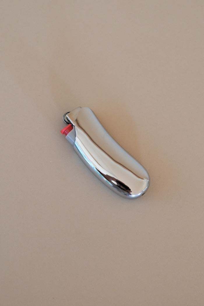 LIGHTER CASESilver organic bean shape silver lighter case PIPE AND ROW
