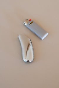 LIGHTER CASESilver organic bean shape silver lighter case PIPE AND ROW