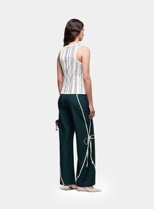Laagam Vicky track pants dark green white contrast piping | Pipe and Row