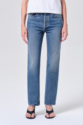 Agolde Lana straight leg jean medium wash liberty | Pipe and Row