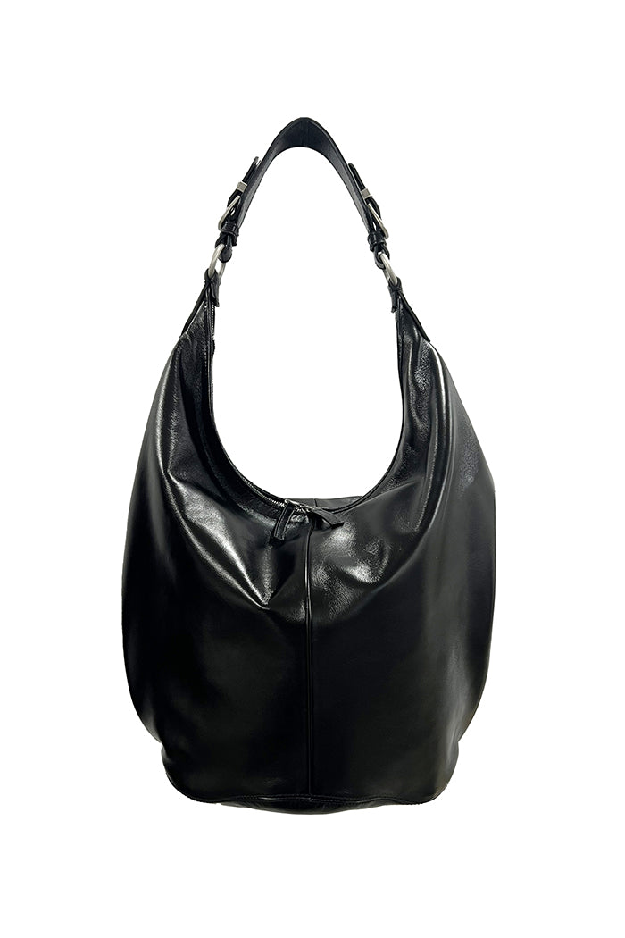 Marge Sherwood large pumpkin bag glossy black cow leather | PIPE AND ROW