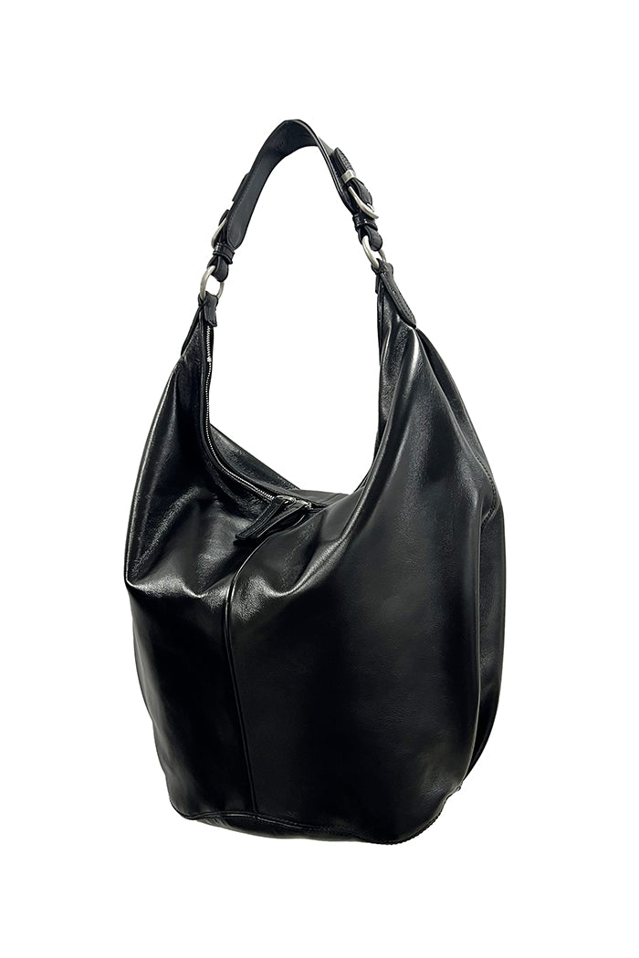 Marge Sherwood large pumpkin bag glossy black cow leather | PIPE AND ROW