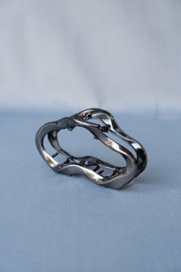 Large metal open oval hair claw dark silver gunmetal PIPE AND ROW
