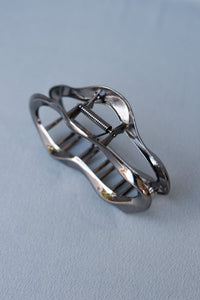 Large metal open oval hair claw dark silver gunmetal PIPE AND ROW