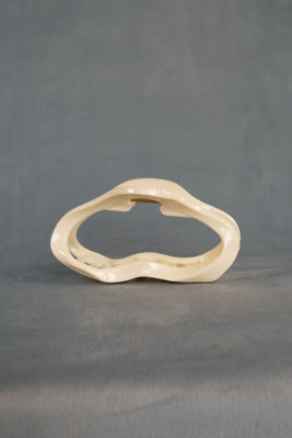 Large open oval hair claw in solid white PIPE AND ROW