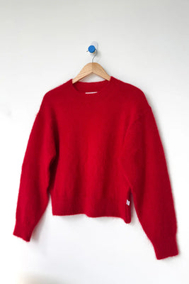 Le Bon Finn mohair crewneck sweater red | Pipe and Row