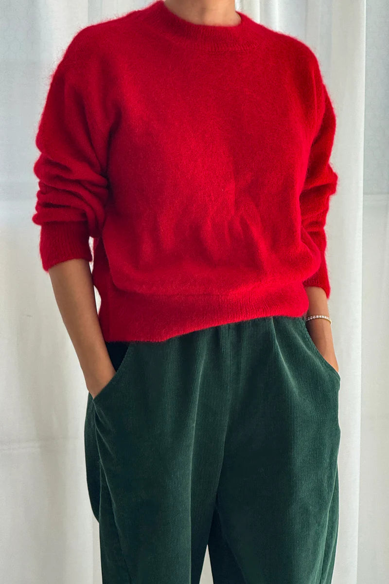 Le Bon Finn mohair crewneck sweater red | Pipe and Row