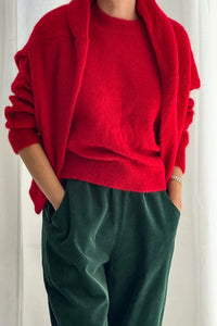 Le Bon Finn mohair crewneck sweater round red | Pipe and Row Seattle
