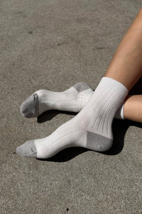 Le Bon Her Glow socks white and silver accent | Pipe and Row Seattle