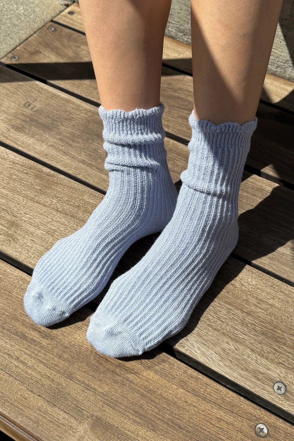 Le Bon Linen scallop socks pale baby blue | Pipe and Row Seattle
