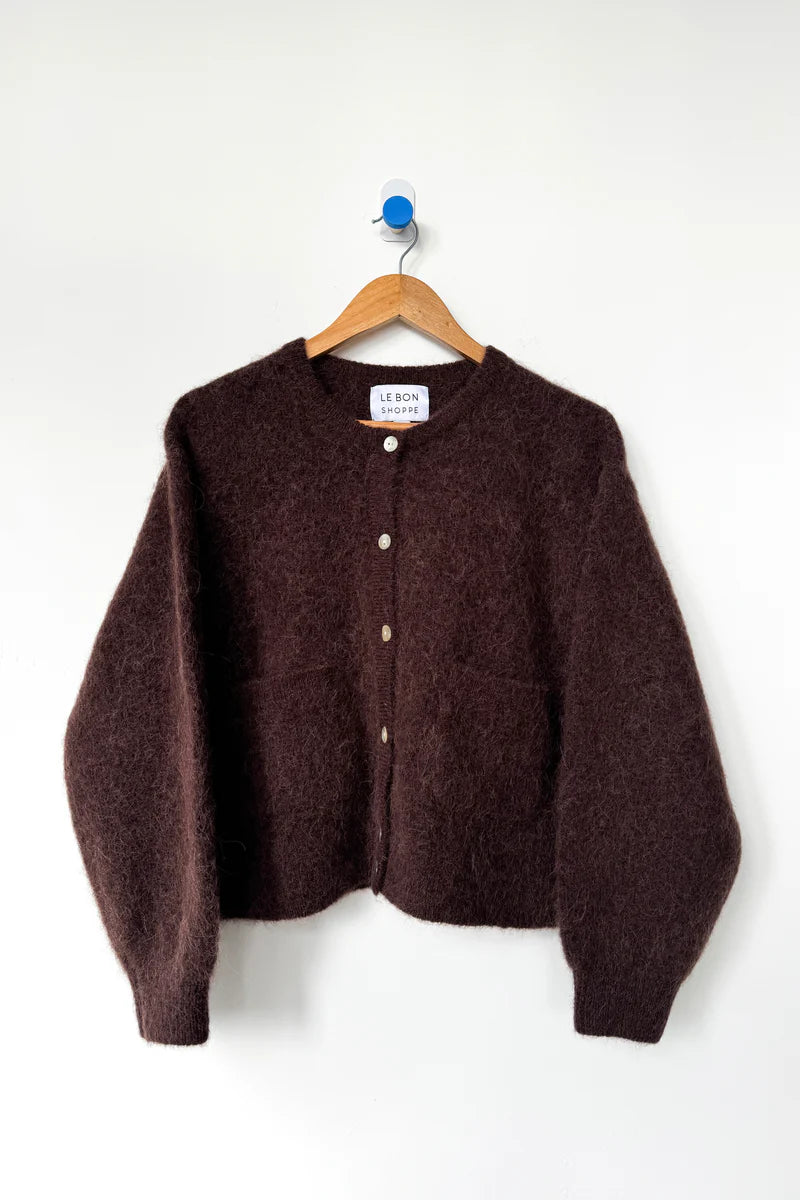 Le Bon Shoppe Amelie soft Alpaca wool cardigan sweater chocolate brown | Pipe and Row