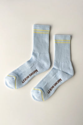 Le Bon Shoppe Boyfriend socks pastel sky blue yellow stripe | Pipe and Row