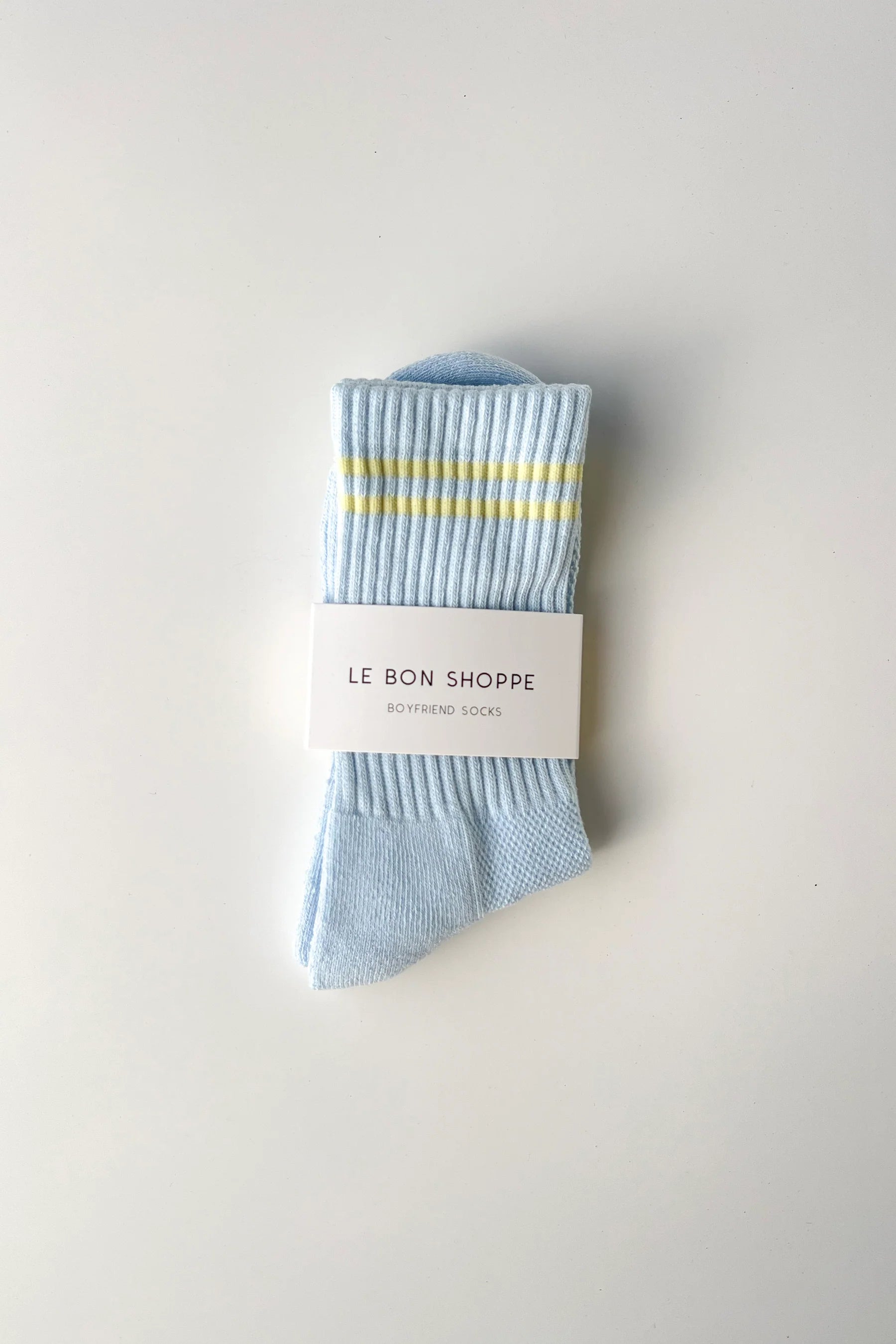 Le Bon Shoppe Boyfriend socks pastel sky blue yellow stripe | Pipe and Row