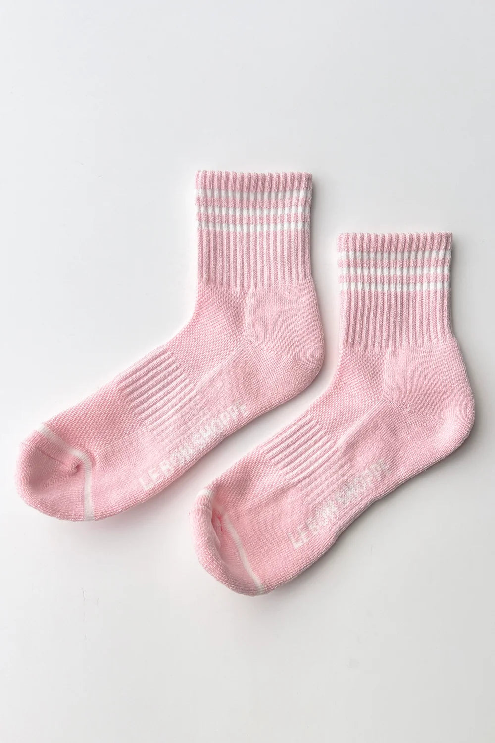 Le Bon Shoppe Girlfriend socks peony light pink white stripes | Pipe and Row