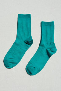 Le Bon Shoppe Her socks ankle knit rib socks turquoise blue green| Pipe and Row