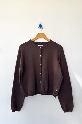 Le Bon Shoppe Leila Cotton button up Cardigan sweater brown | Pipe and Row