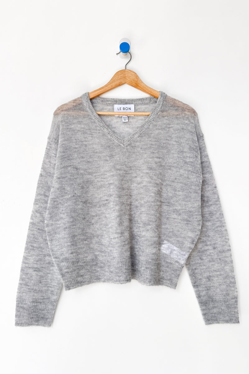 Le Bon Shoppe Mathew V-Neck Mohair Cardigan icy grey | Pipe and Row