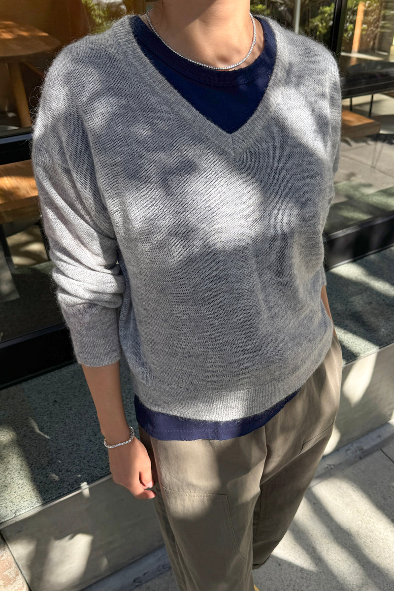 Le Bon Shoppe Mathew V-Neck Mohair Cardigan icy grey | Pipe and Row